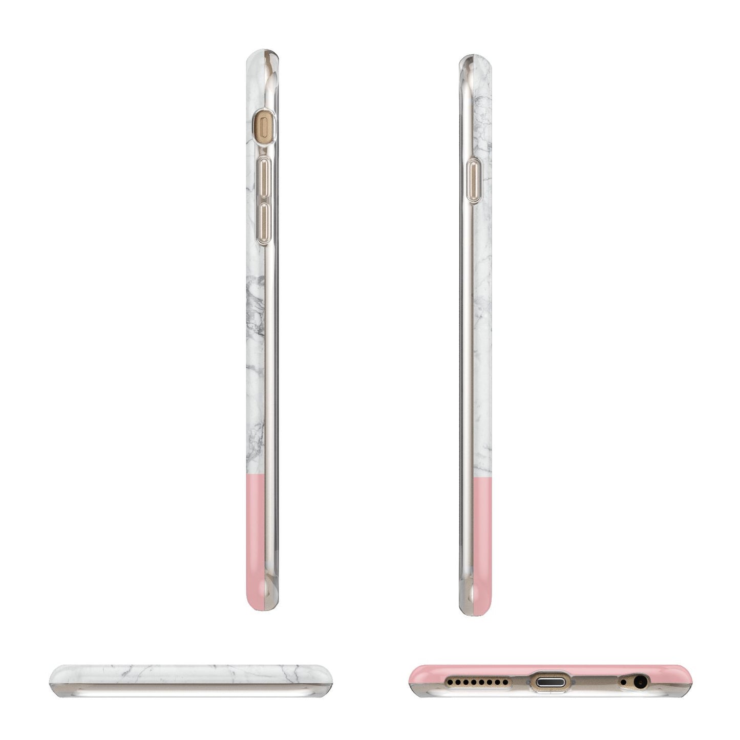 Marble White Carrara Pink Apple iPhone 6 Plus 3D Wrap Tough Case Alternative Image Angles