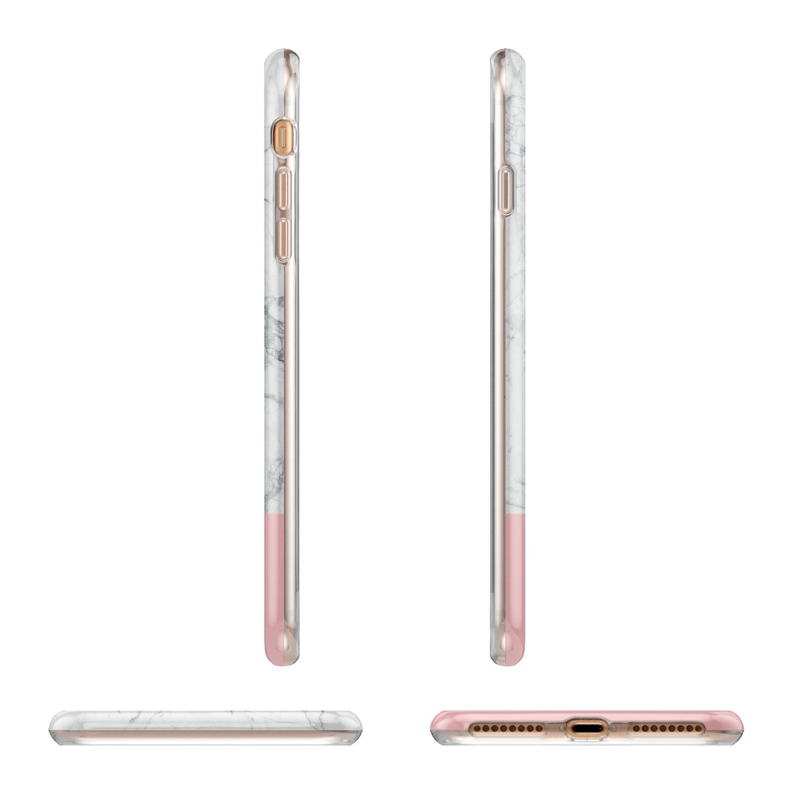 Marble White Carrara Pink Apple iPhone 7 8 Plus 3D Wrap Tough Case Alternative Image Angles