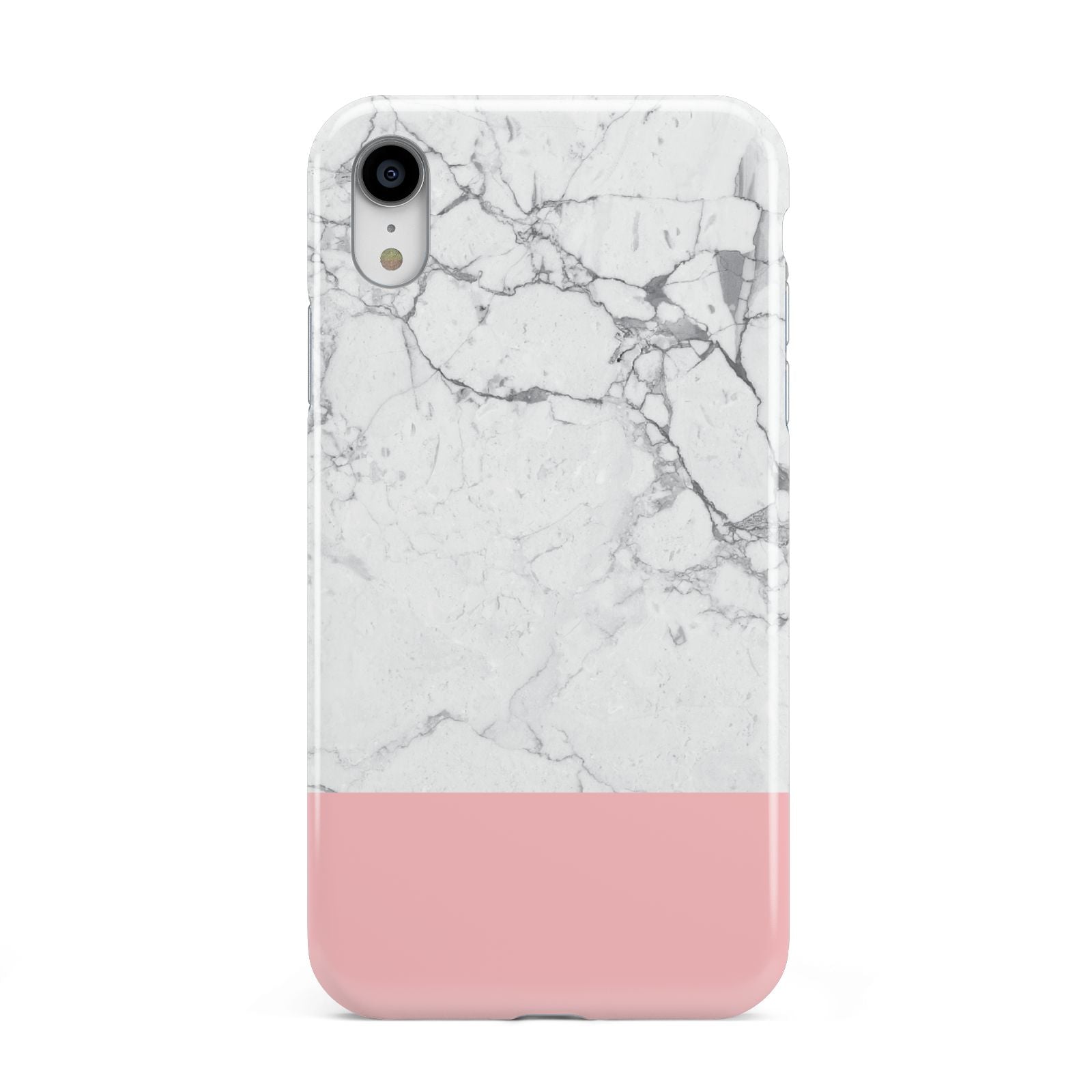 Marble White Carrara Pink Apple iPhone XR White 3D Tough Case