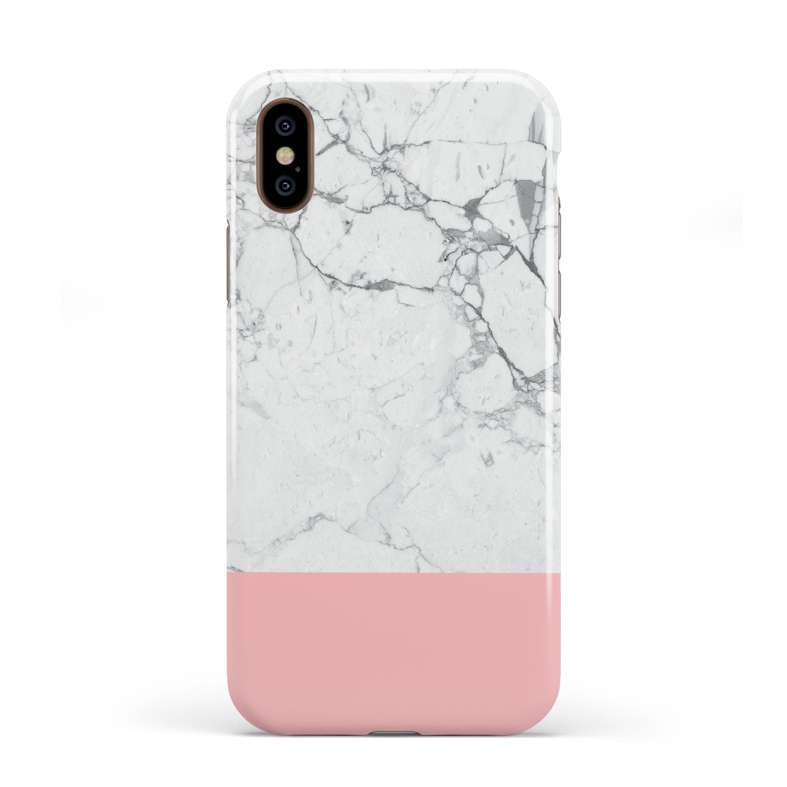 Marble White Carrara Pink Apple iPhone XS 3D Tough