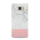 Marble White Carrara Pink Samsung Galaxy A5 2016 Case on gold phone