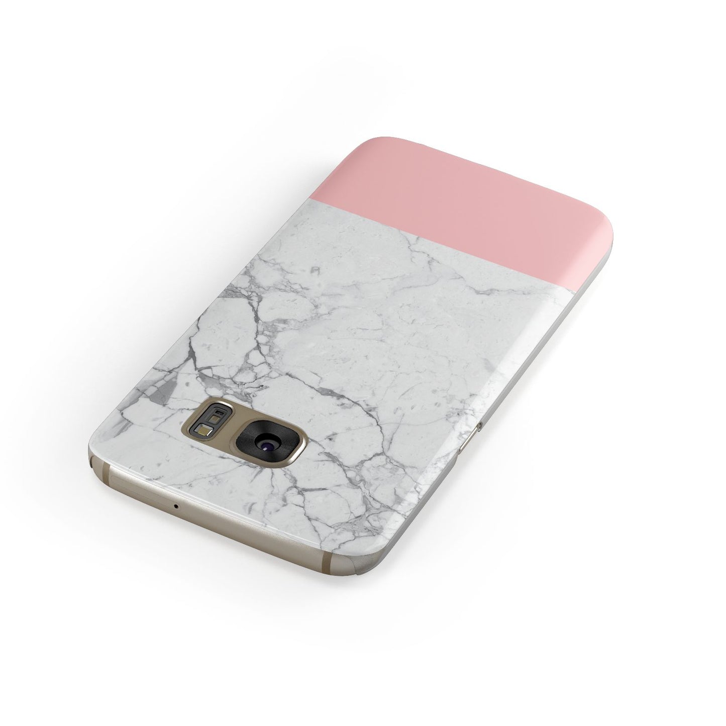 Marble White Carrara Pink Samsung Galaxy Case Front Close Up