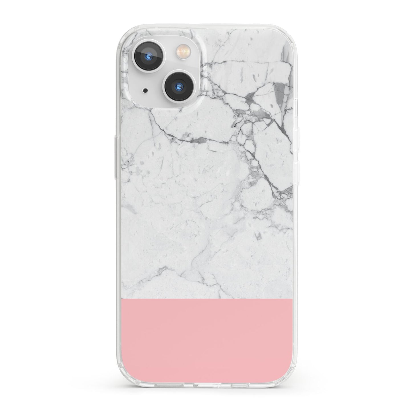 Marble White Carrara Pink iPhone 13 Clear Bumper Case