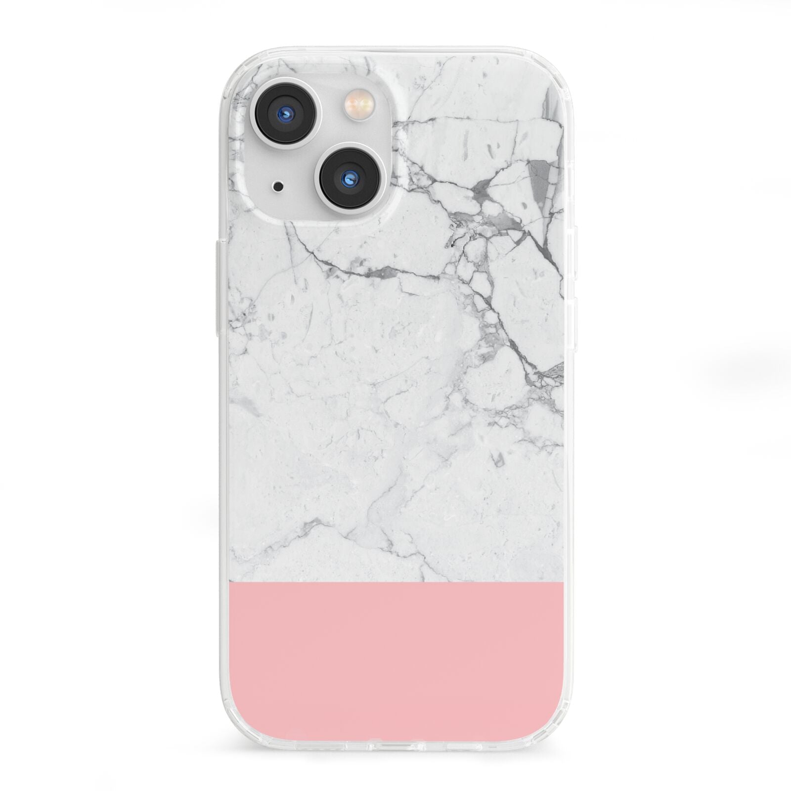 Marble White Carrara Pink iPhone 13 Mini Clear Bumper Case