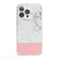 Marble White Carrara Pink iPhone 13 Pro Clear Bumper Case