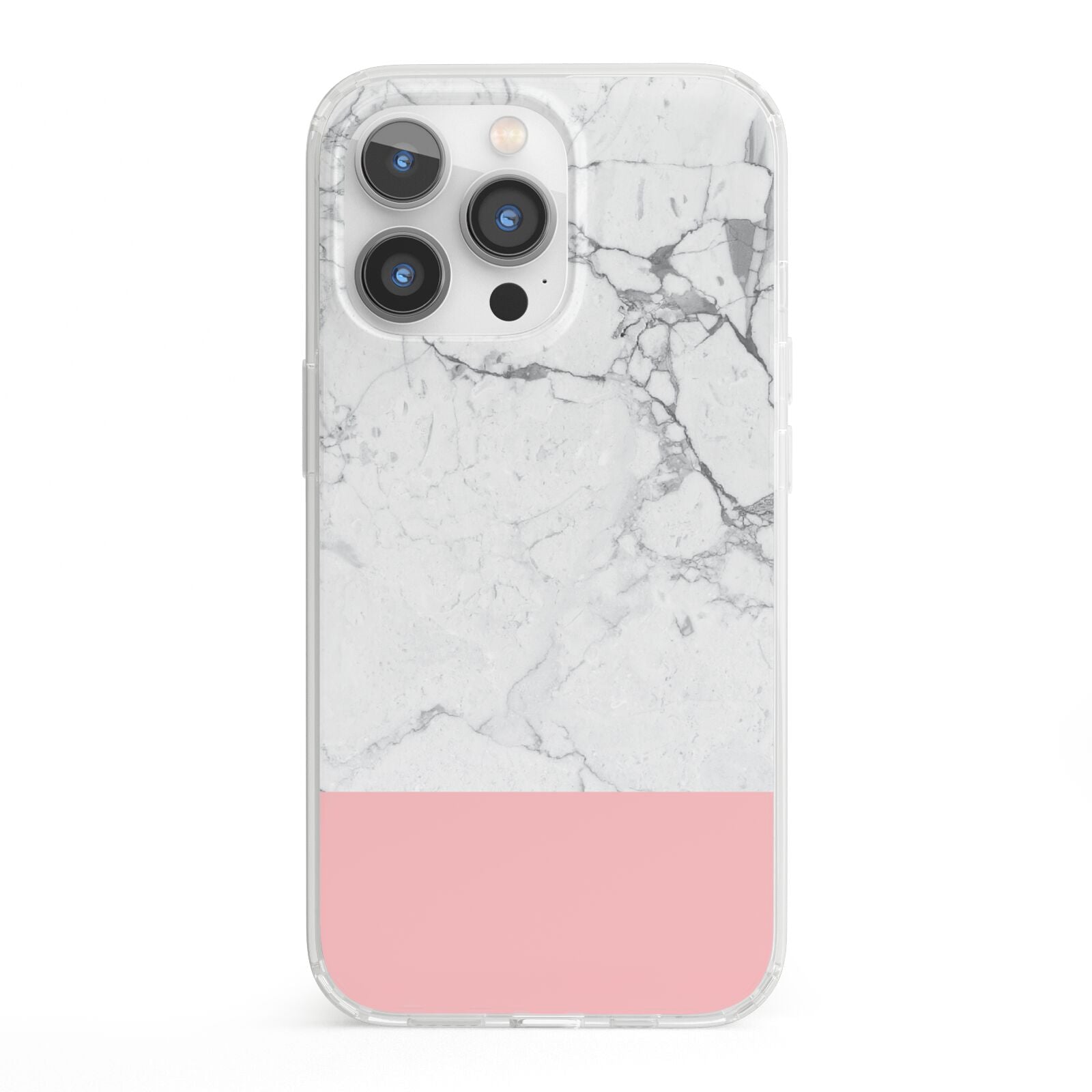 Marble White Carrara Pink iPhone 13 Pro Clear Bumper Case