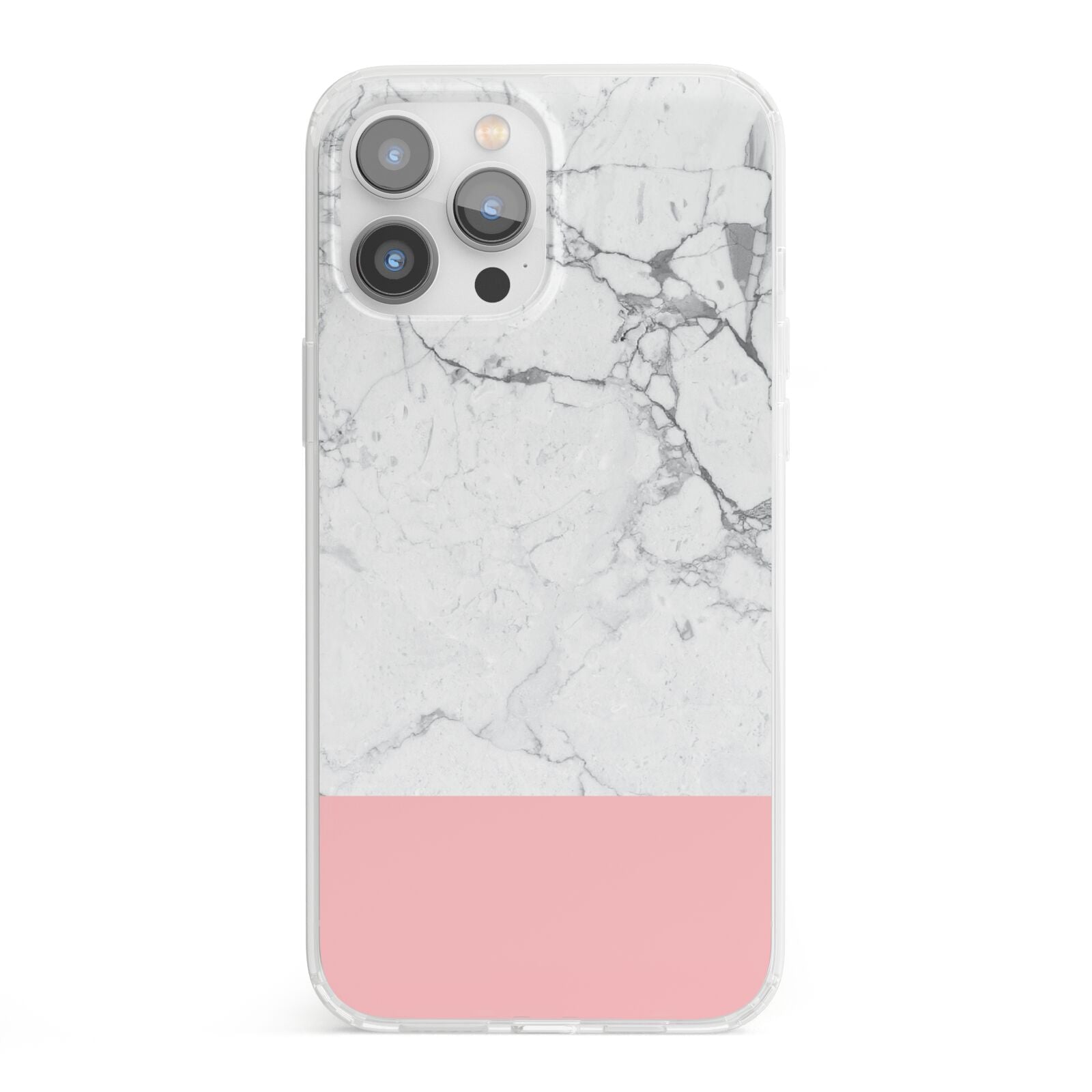 Marble White Carrara Pink iPhone 13 Pro Max Clear Bumper Case