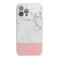 Marble White Carrara Pink iPhone 13 Pro Max TPU Impact Case with White Edges