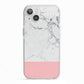 Marble White Carrara Pink iPhone 13 TPU Impact Case with White Edges
