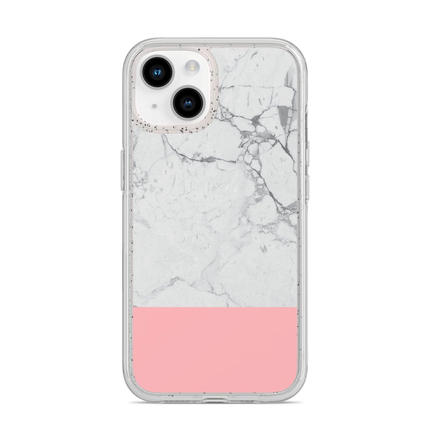 Marble White Carrara Pink iPhone 14 Glitter Tough Case Starlight