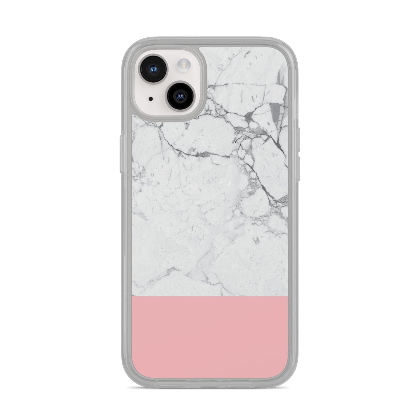 Marble White Carrara Pink iPhone 14 Plus Clear Tough Case Starlight