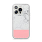 Marble White Carrara Pink iPhone 14 Pro Glitter Tough Case Silver