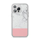 Marble White Carrara Pink iPhone 14 Pro Max Clear Tough Case Silver