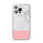 Marble White Carrara Pink iPhone 14 Pro Max Glitter Tough Case Silver