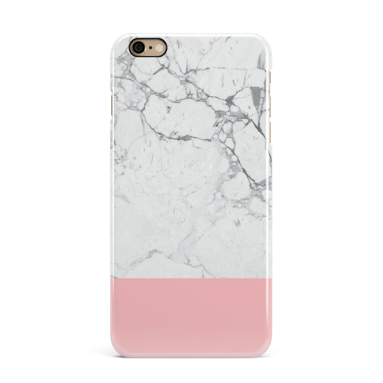 Marble White Carrara Pink iPhone 6 Plus 3D Snap Case on Gold Phone
