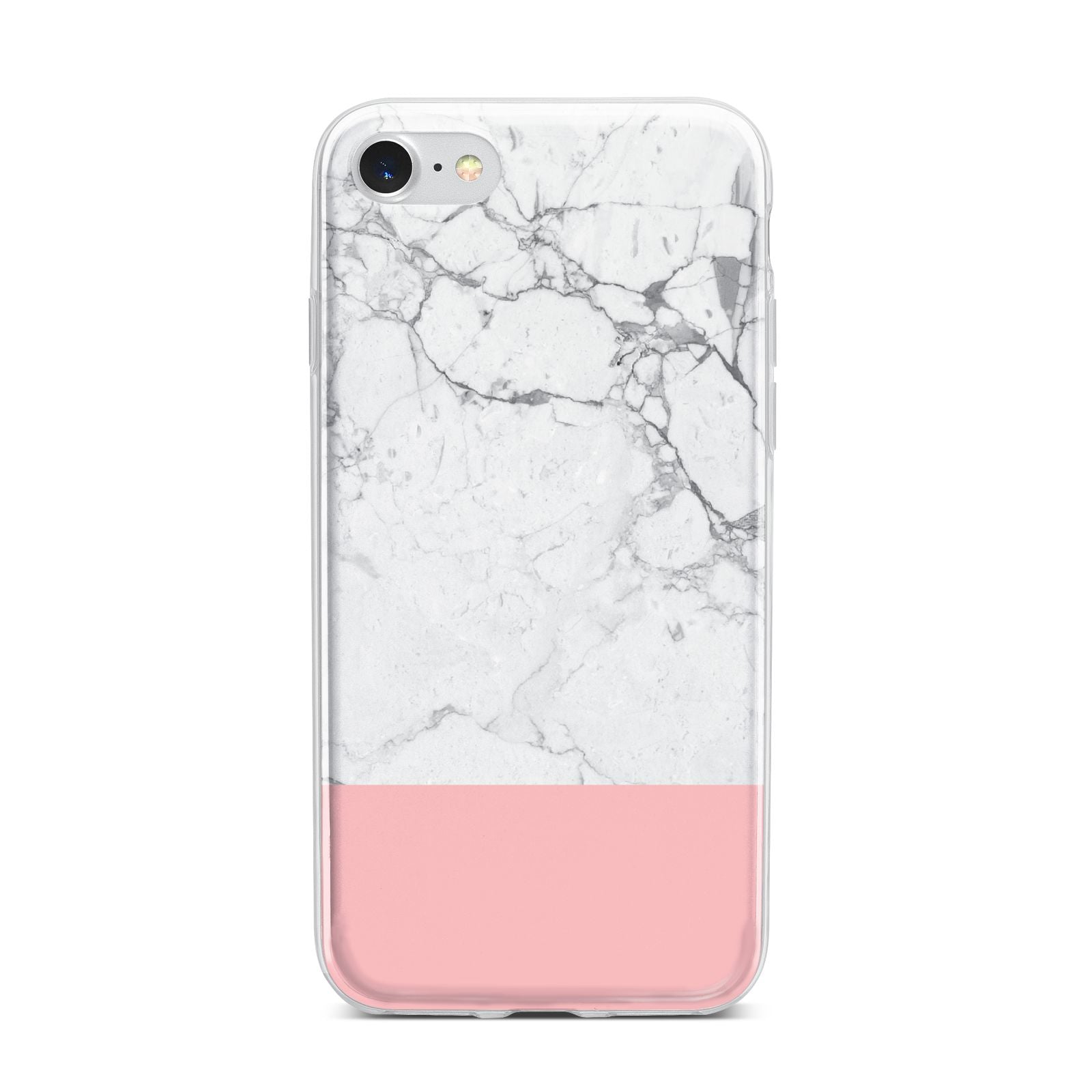 Marble White Carrara Pink iPhone 7 Bumper Case on Silver iPhone