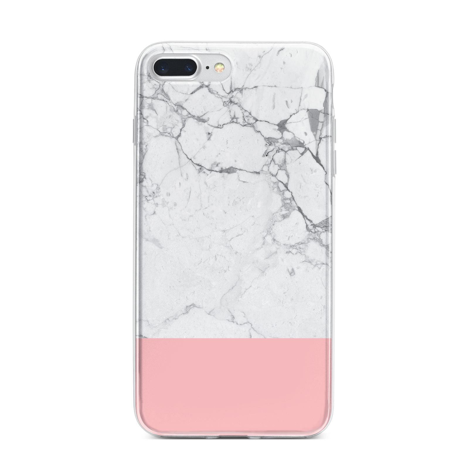 Marble White Carrara Pink iPhone 7 Plus Bumper Case on Silver iPhone