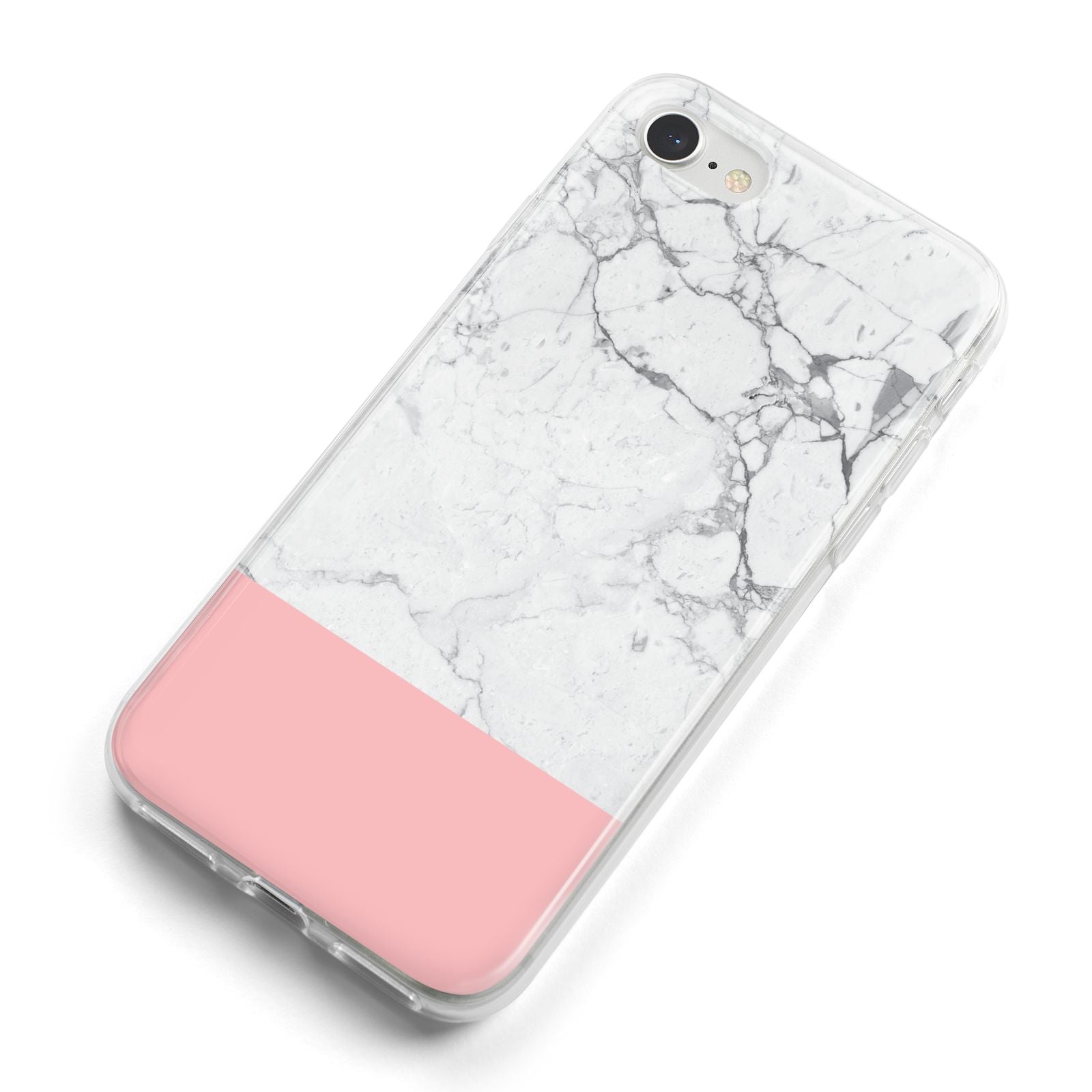 Marble White Carrara Pink iPhone 8 Bumper Case on Silver iPhone Alternative Image