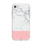 Marble White Carrara Pink iPhone 8 Bumper Case on Silver iPhone