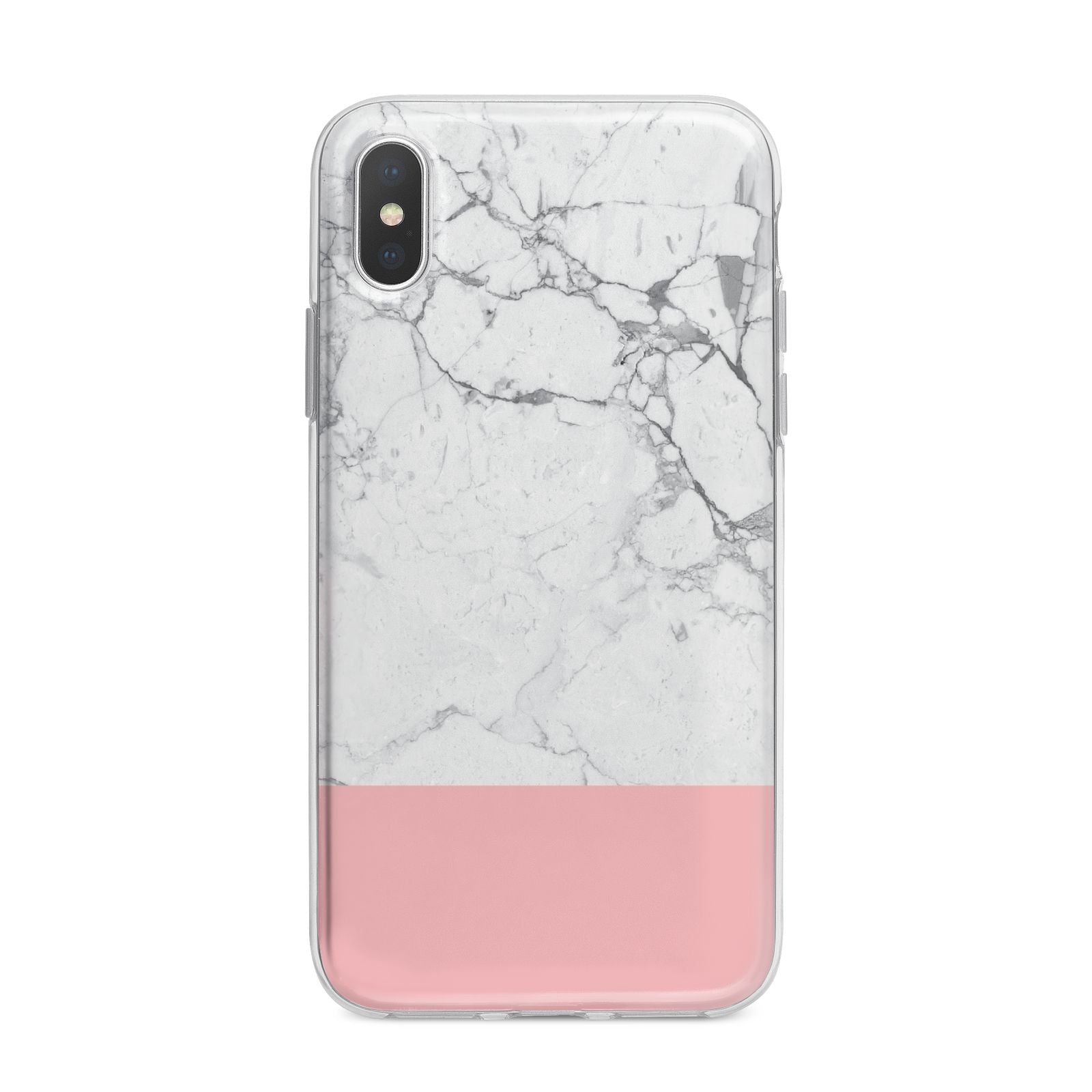Marble White Carrara Pink iPhone X Bumper Case on Silver iPhone Alternative Image 1