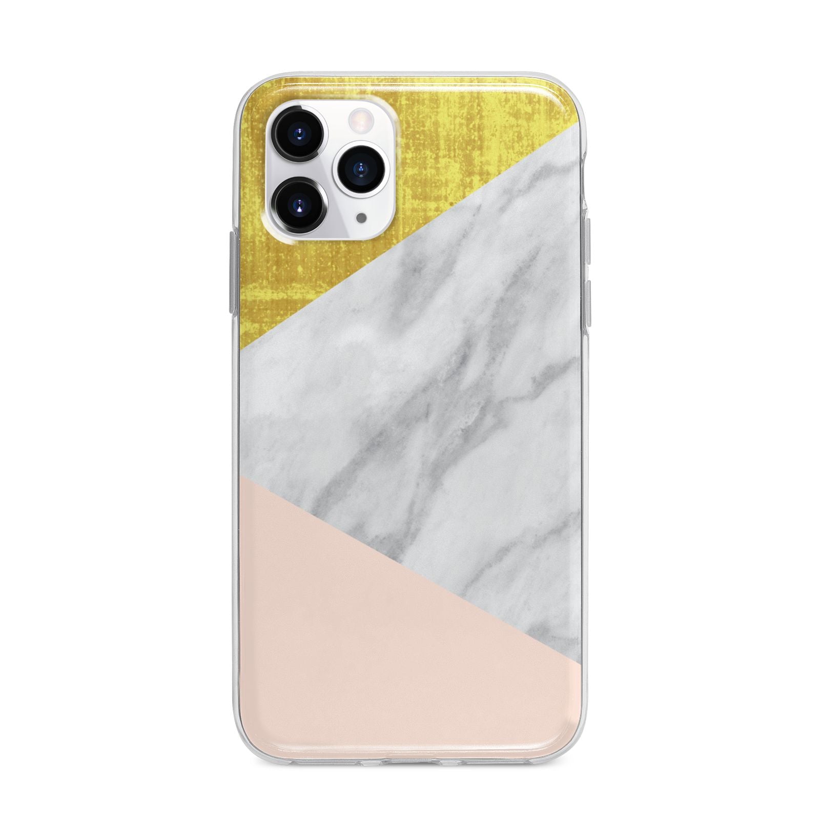 Marble White Gold Foil Peach Apple iPhone 11 Pro Max in Silver with Bumper Case