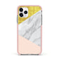 Marble White Gold Foil Peach Apple iPhone 11 Pro in Silver with Pink Impact Case