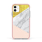 Marble White Gold Foil Peach Apple iPhone 11 in White with Pink Impact Case