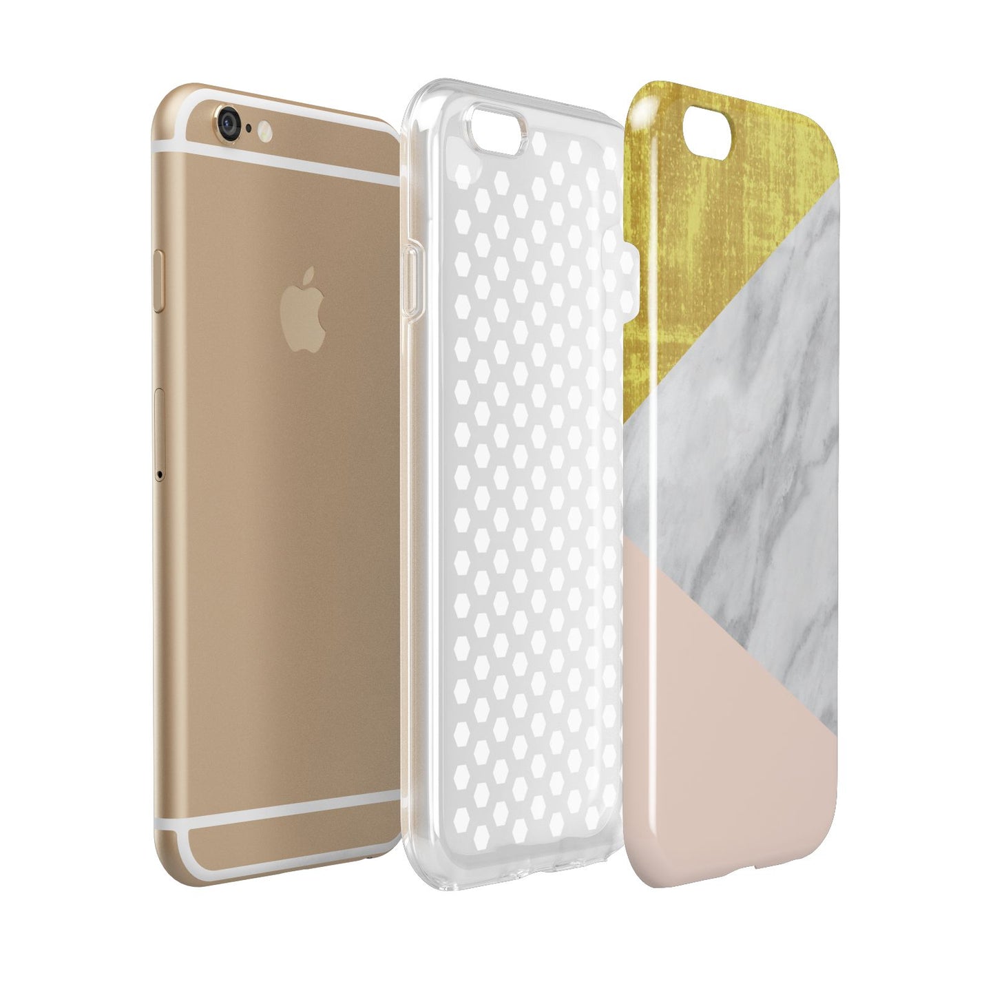 Marble White Gold Foil Peach Apple iPhone 6 3D Tough Case Expanded view