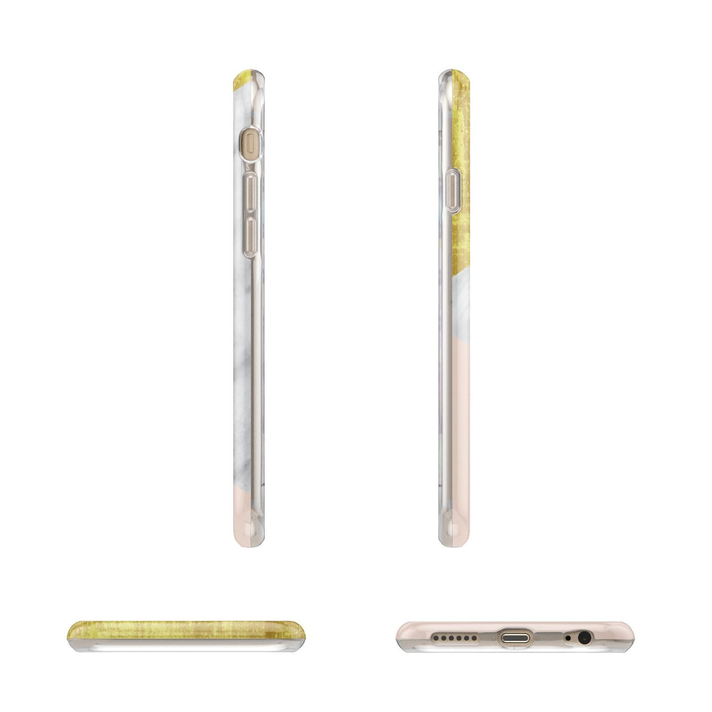 Marble White Gold Foil Peach Apple iPhone 6 3D Wrap Tough Case Alternative Image Angles