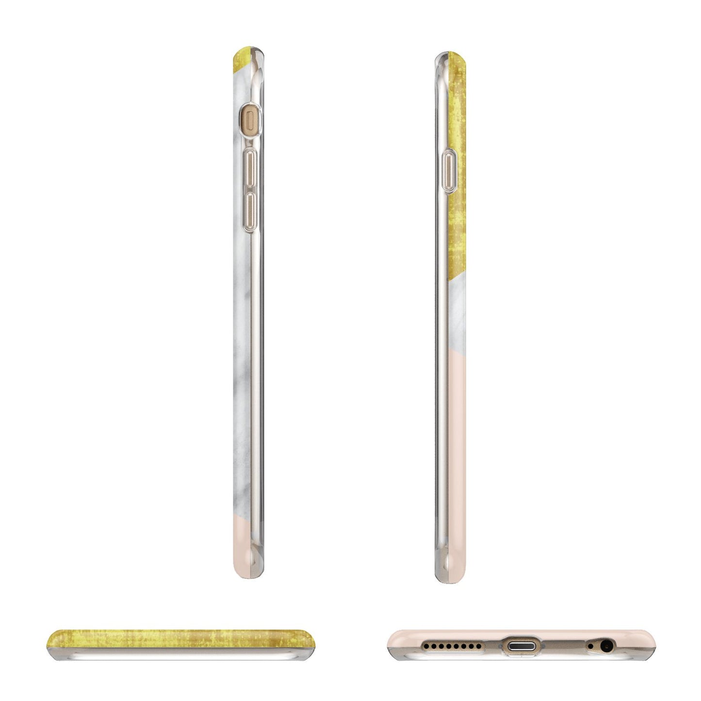 Marble White Gold Foil Peach Apple iPhone 6 Plus 3D Wrap Tough Case Alternative Image Angles