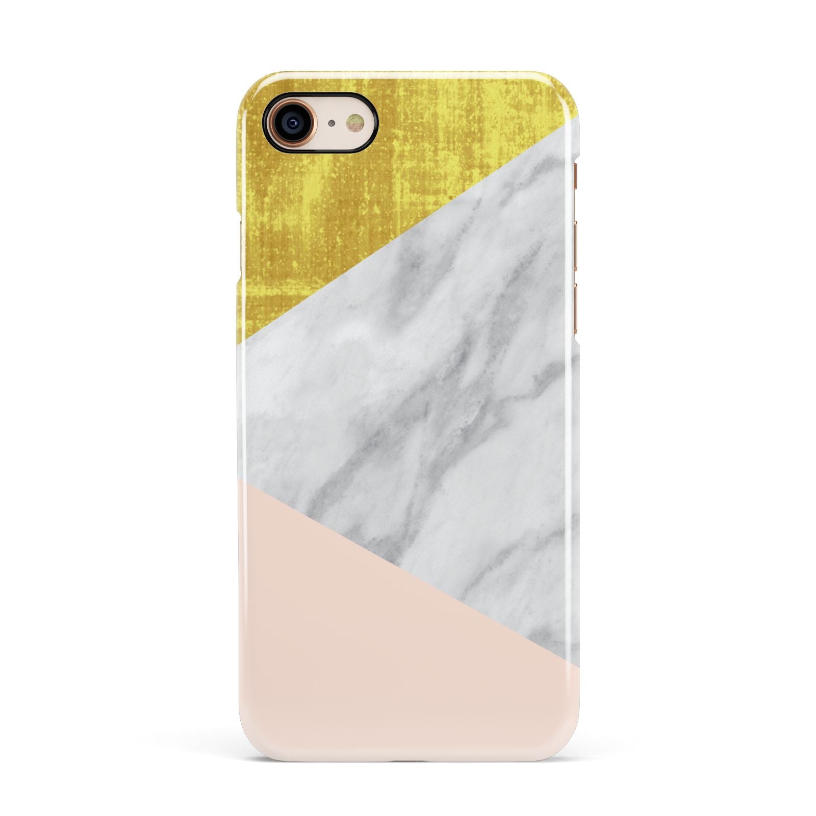 Marble White Gold Foil Peach Apple iPhone 7 8 3D Snap Case