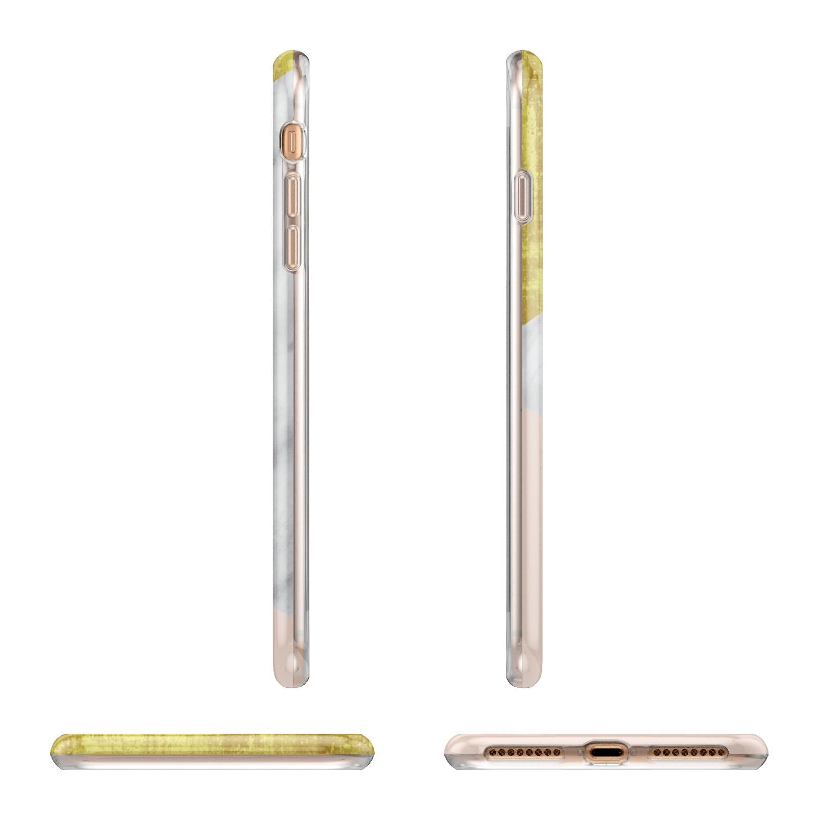 Marble White Gold Foil Peach Apple iPhone 7 8 Plus 3D Wrap Tough Case Alternative Image Angles