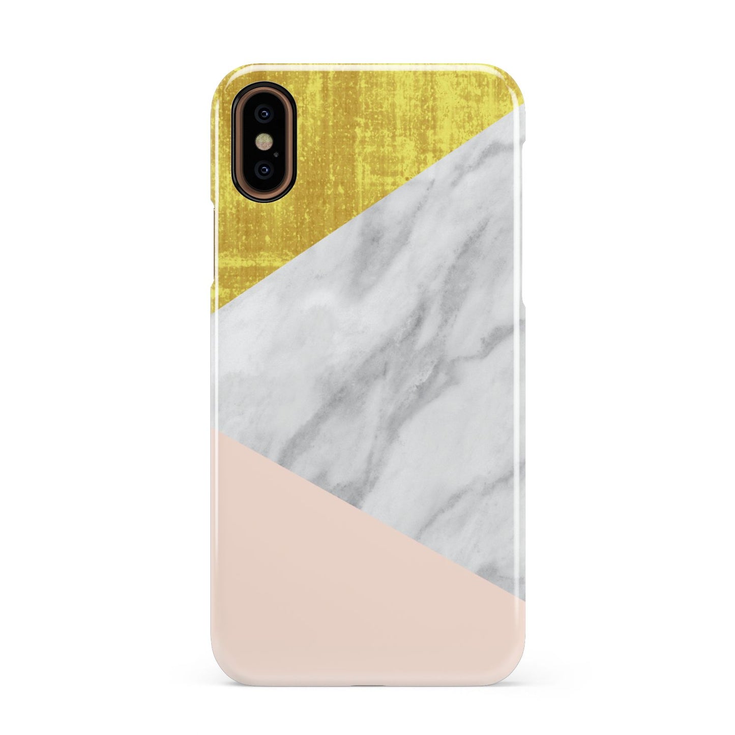 Marble White Gold Foil Peach Apple iPhone XS 3D Snap Case