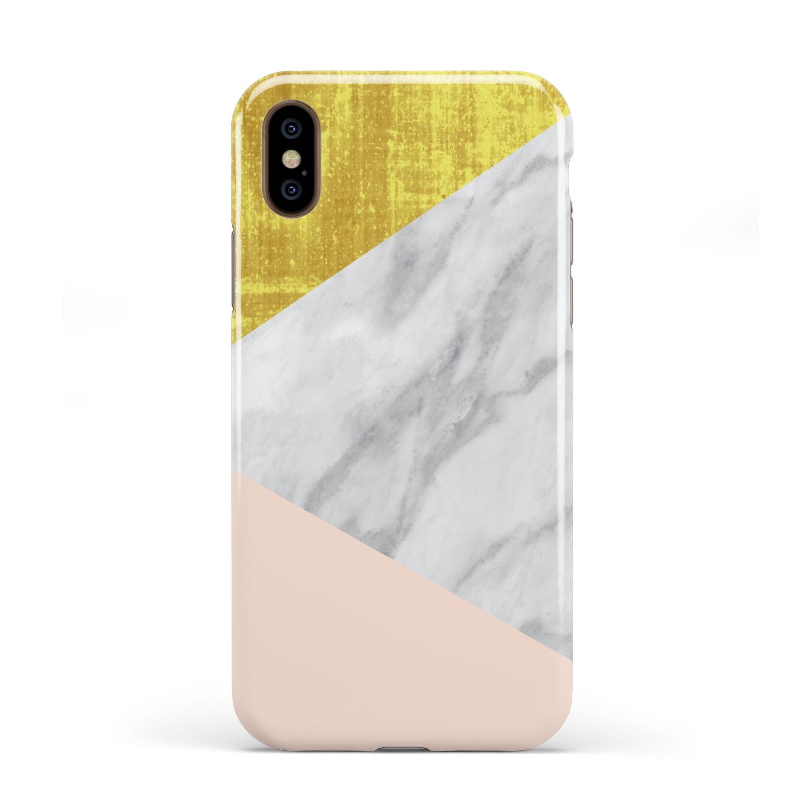 Marble White Gold Foil Peach Apple iPhone XS 3D Tough