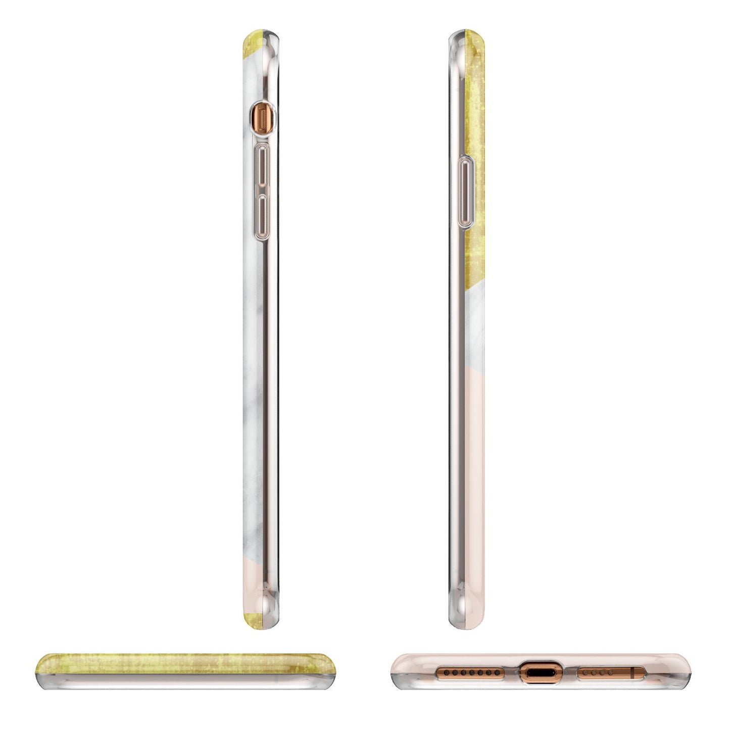 Marble White Gold Foil Peach Apple iPhone XS Max 3D Wrap Tough Case Alternative Image Angles