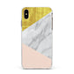 Marble White Gold Foil Peach Apple iPhone Xs Max Impact Case White Edge on Gold Phone