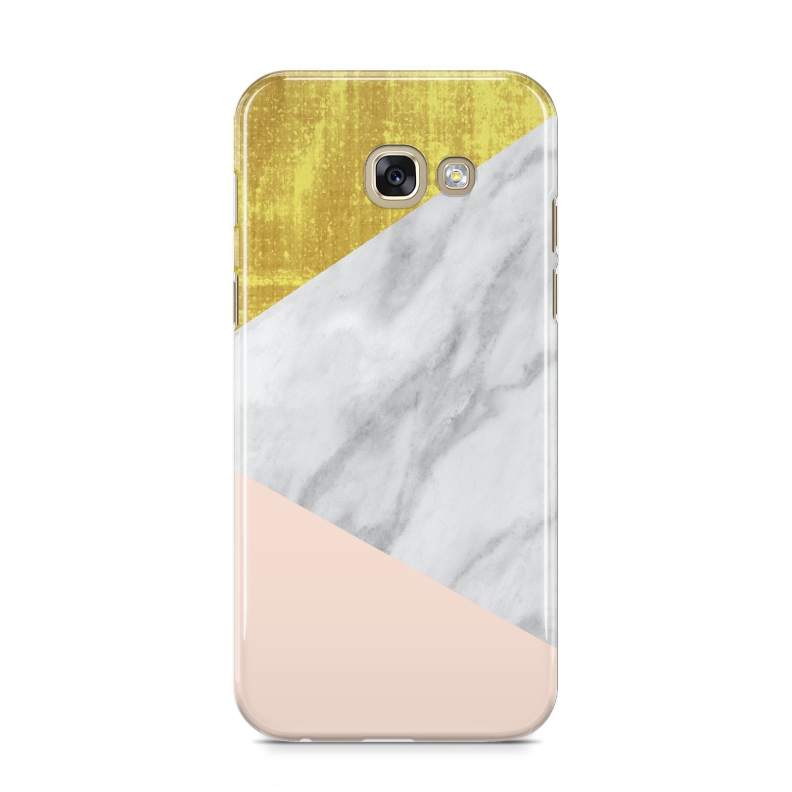 Marble White Gold Foil Peach Samsung Galaxy A5 2017 Case on gold phone