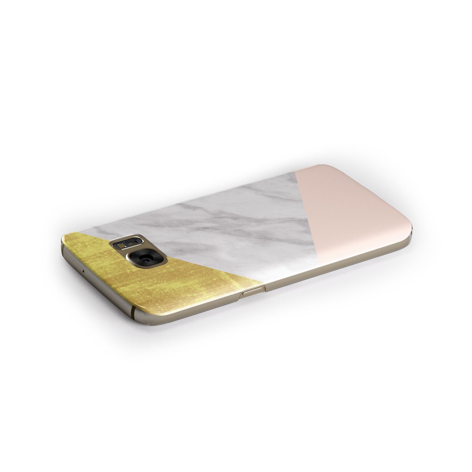 Marble White Gold Foil Peach Samsung Galaxy Case Side Close Up