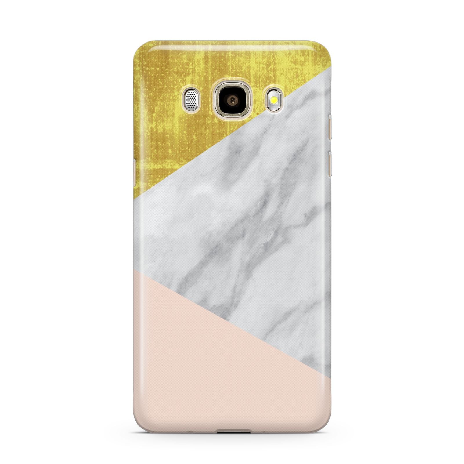 Marble White Gold Foil Peach Samsung Galaxy J7 2016 Case on gold phone