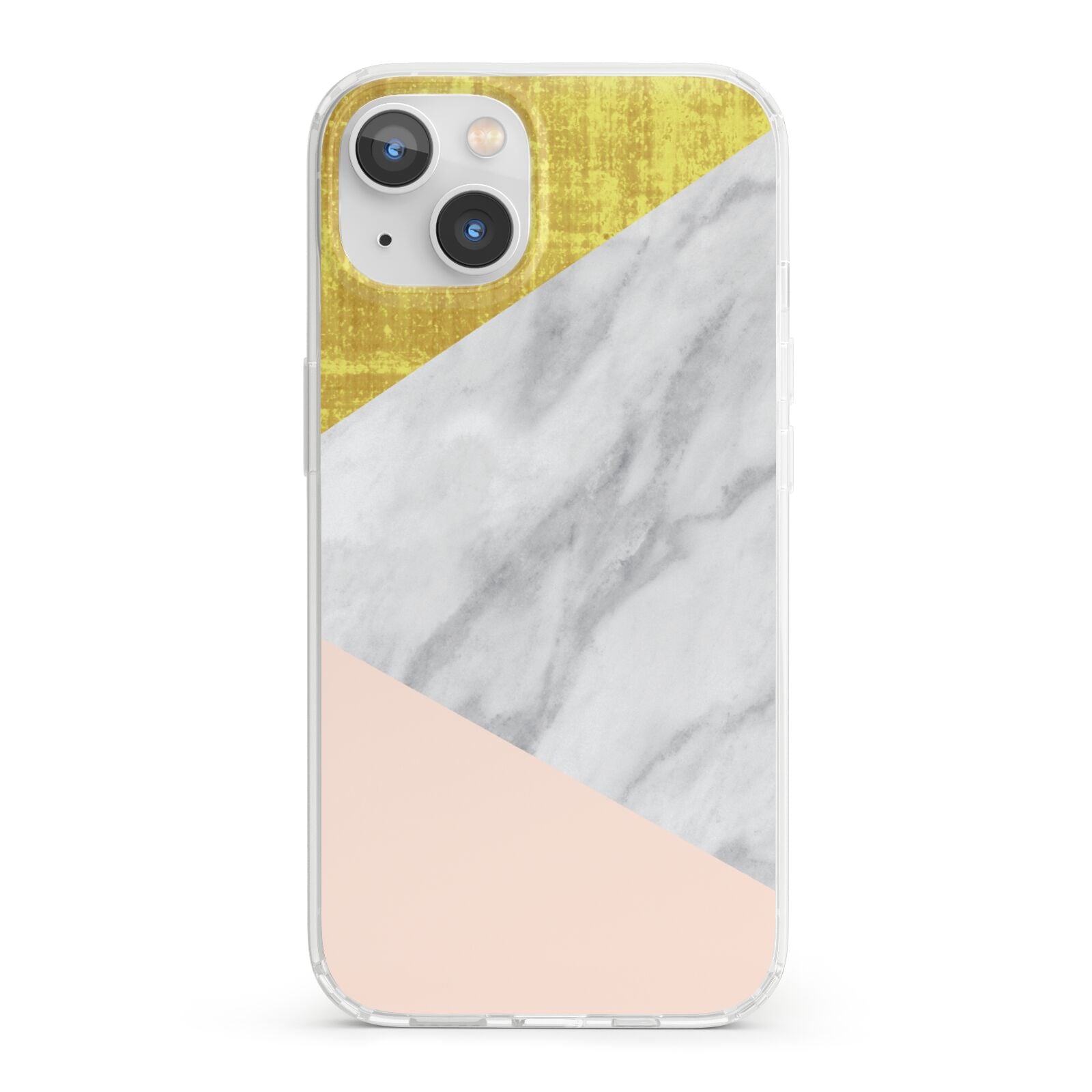 Marble White Gold Foil Peach iPhone 13 Clear Bumper Case