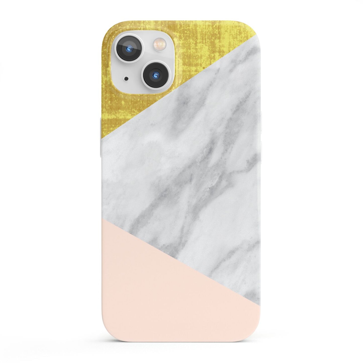 Marble White Gold Foil Peach iPhone 13 Full Wrap 3D Snap Case