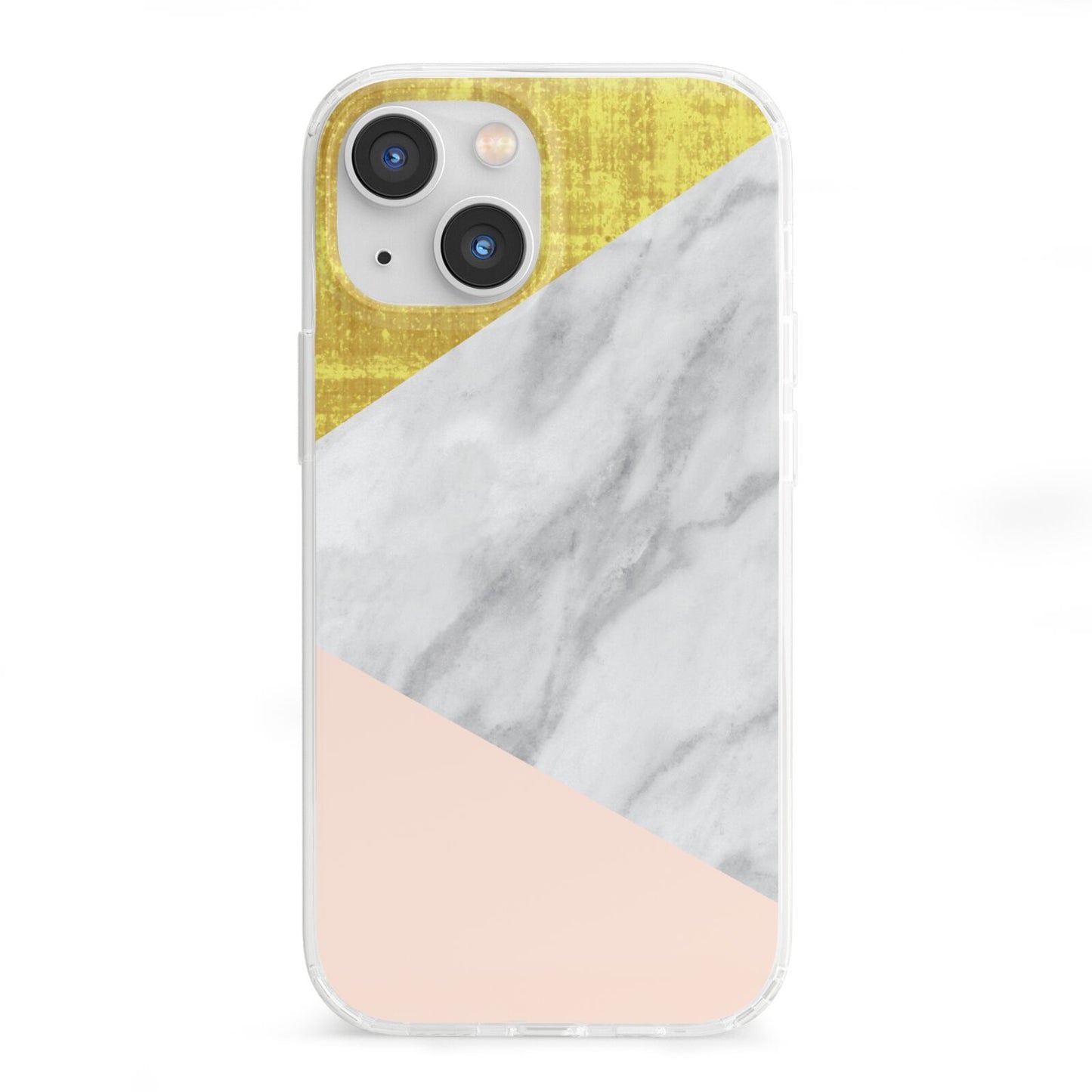 Marble White Gold Foil Peach iPhone 13 Mini Clear Bumper Case