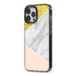 Marble White Gold Foil Peach iPhone 13 Pro Max Black Impact Case Side Angle on Silver phone