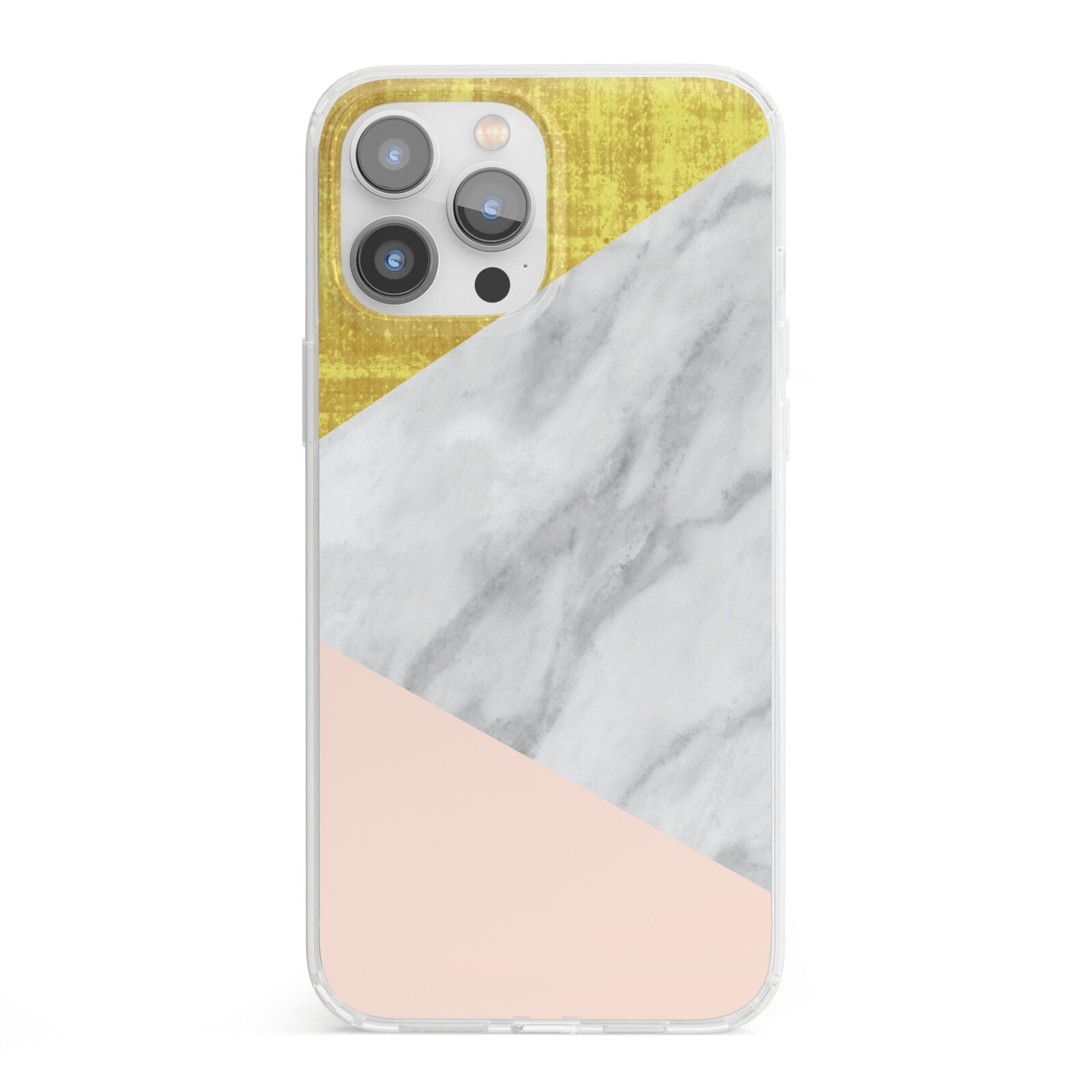Marble White Gold Foil Peach iPhone 13 Pro Max Clear Bumper Case