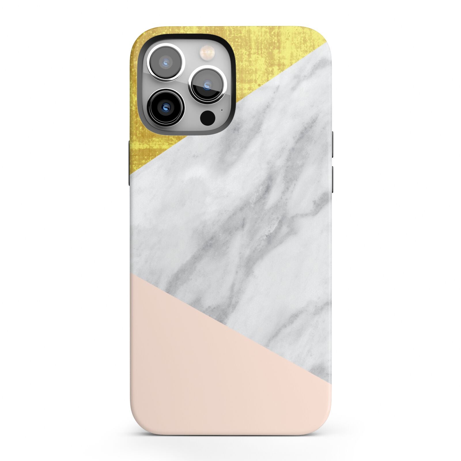 Marble White Gold Foil Peach iPhone 13 Pro Max Full Wrap 3D Tough Case