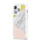 Marble White Gold Foil Peach iPhone 14 Pro Clear Tough Case Silver Angled Image