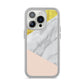 Marble White Gold Foil Peach iPhone 14 Pro Clear Tough Case Silver