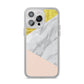 Marble White Gold Foil Peach iPhone 14 Pro Max Clear Tough Case Silver
