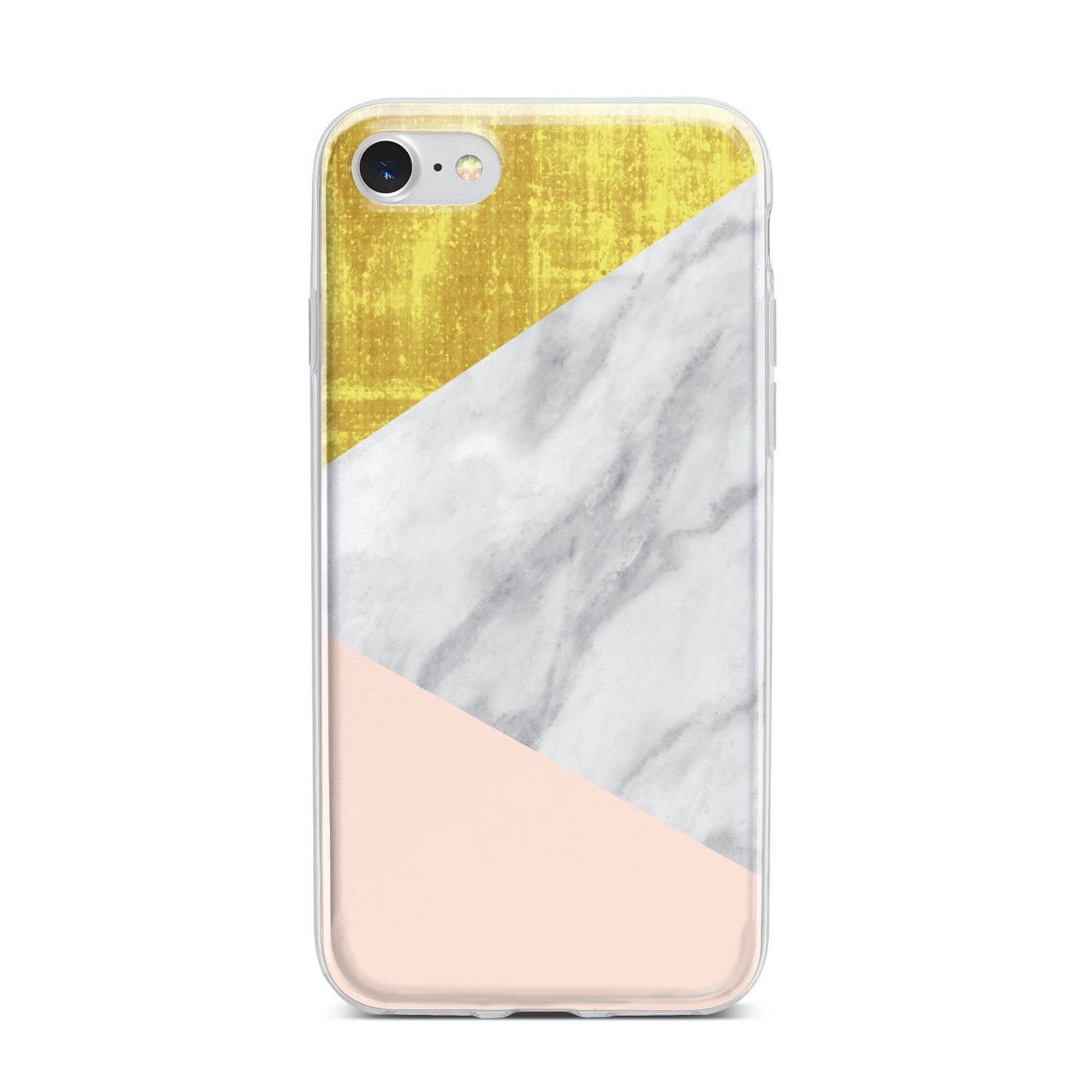 Marble White Gold Foil Peach iPhone 7 Bumper Case on Silver iPhone