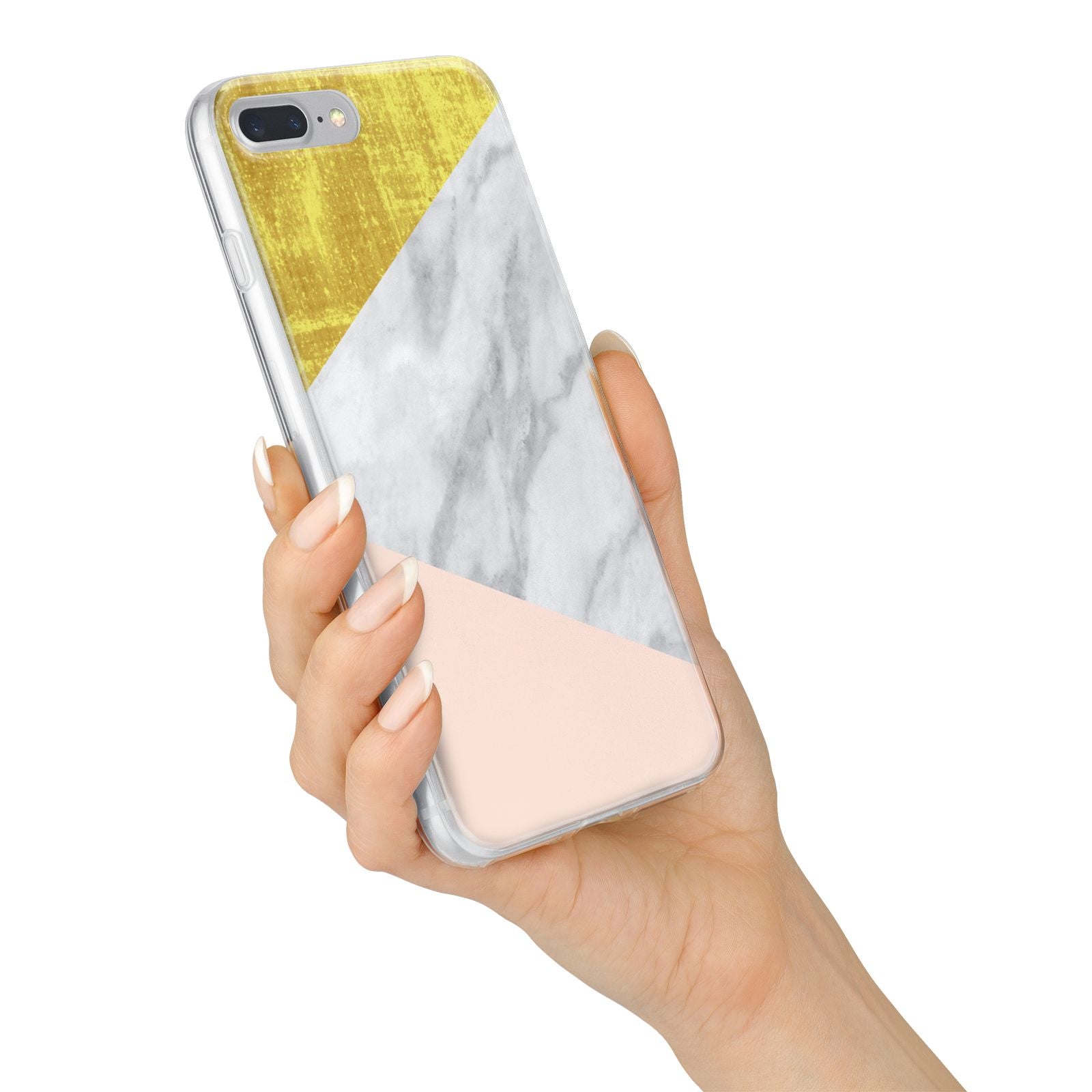 Marble White Gold Foil Peach iPhone 7 Plus Bumper Case on Silver iPhone Alternative Image